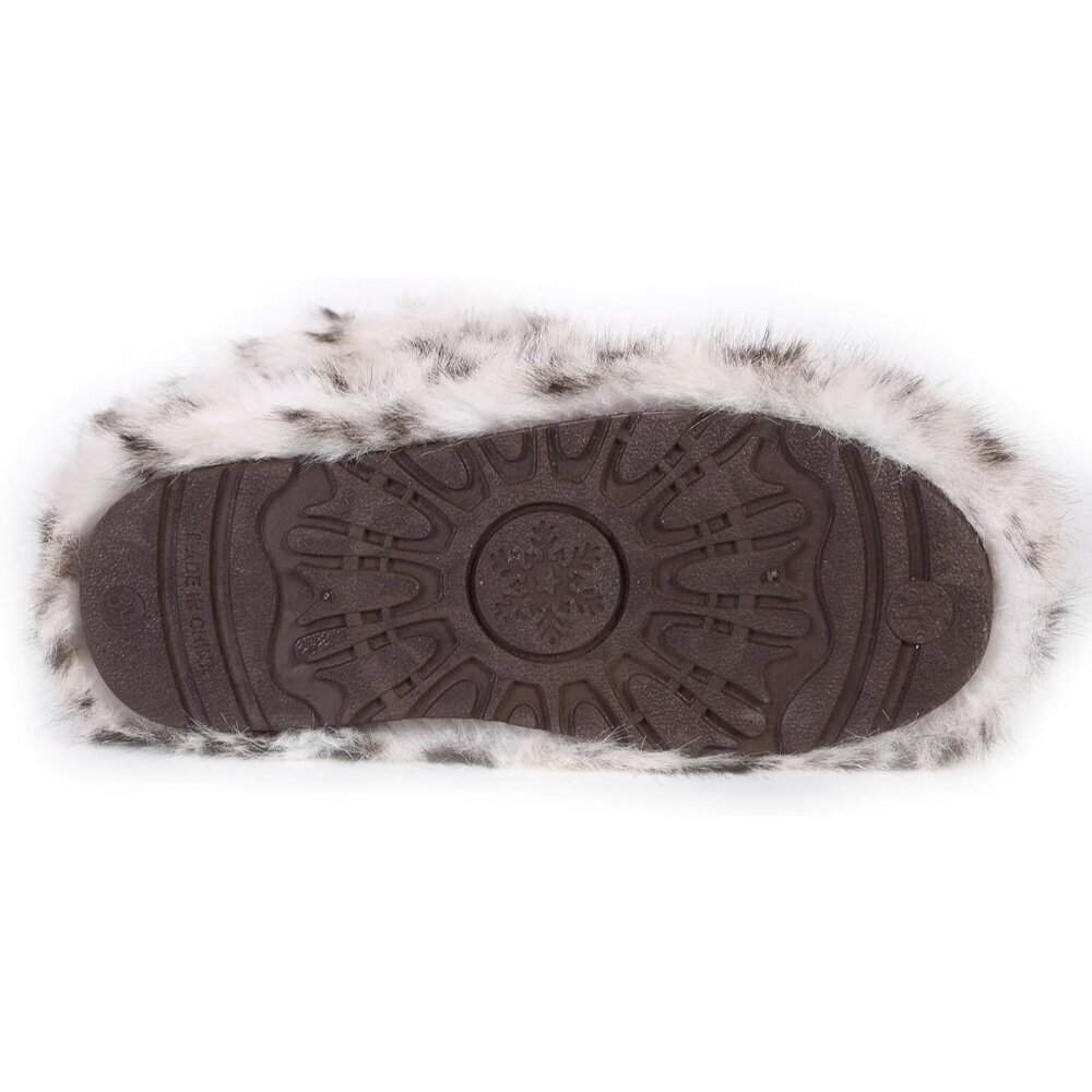 Womens Winter Snow Boots Knee High Faux Fur Lined Flat White & Brown Warm Shoe - Picture 6 of 6
